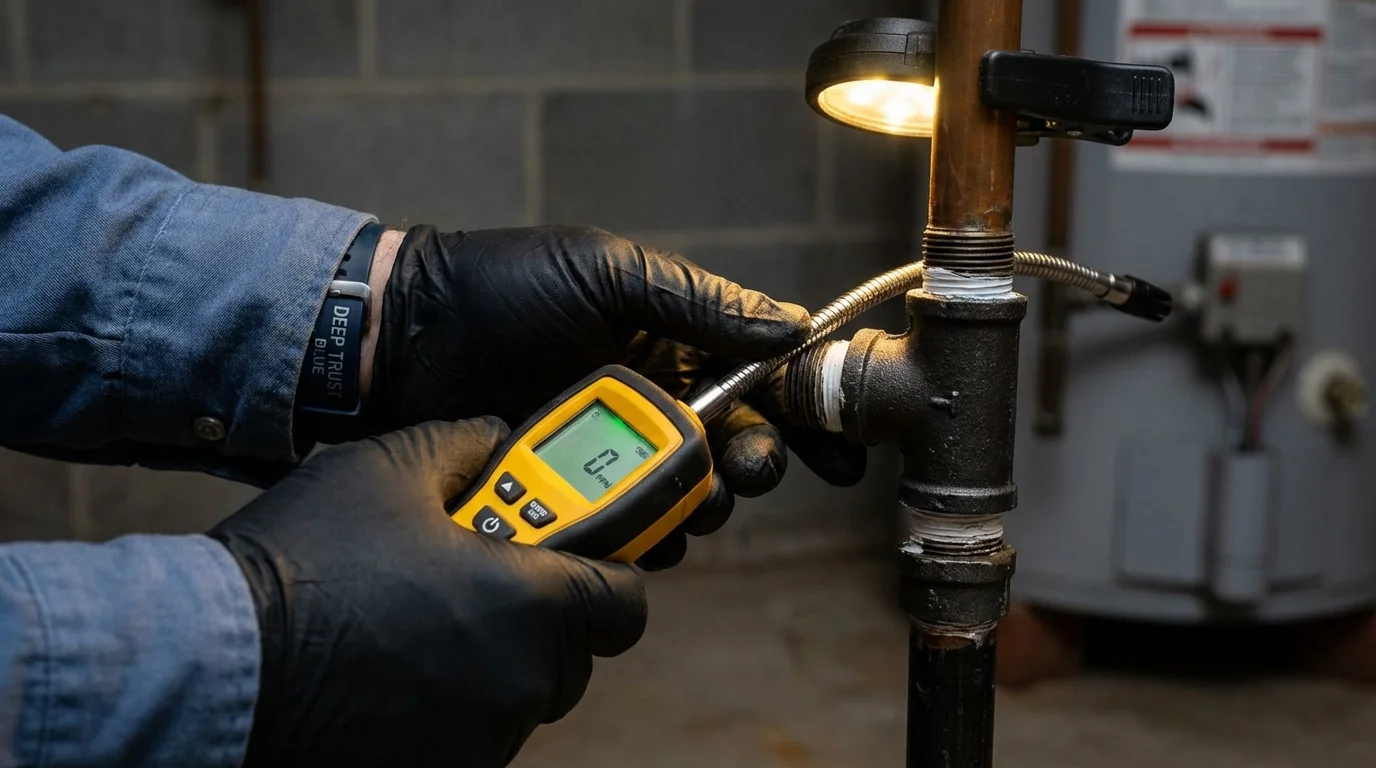 Gas leak detection with electronic sniffer by Johns Plumbing LLC in Bangor